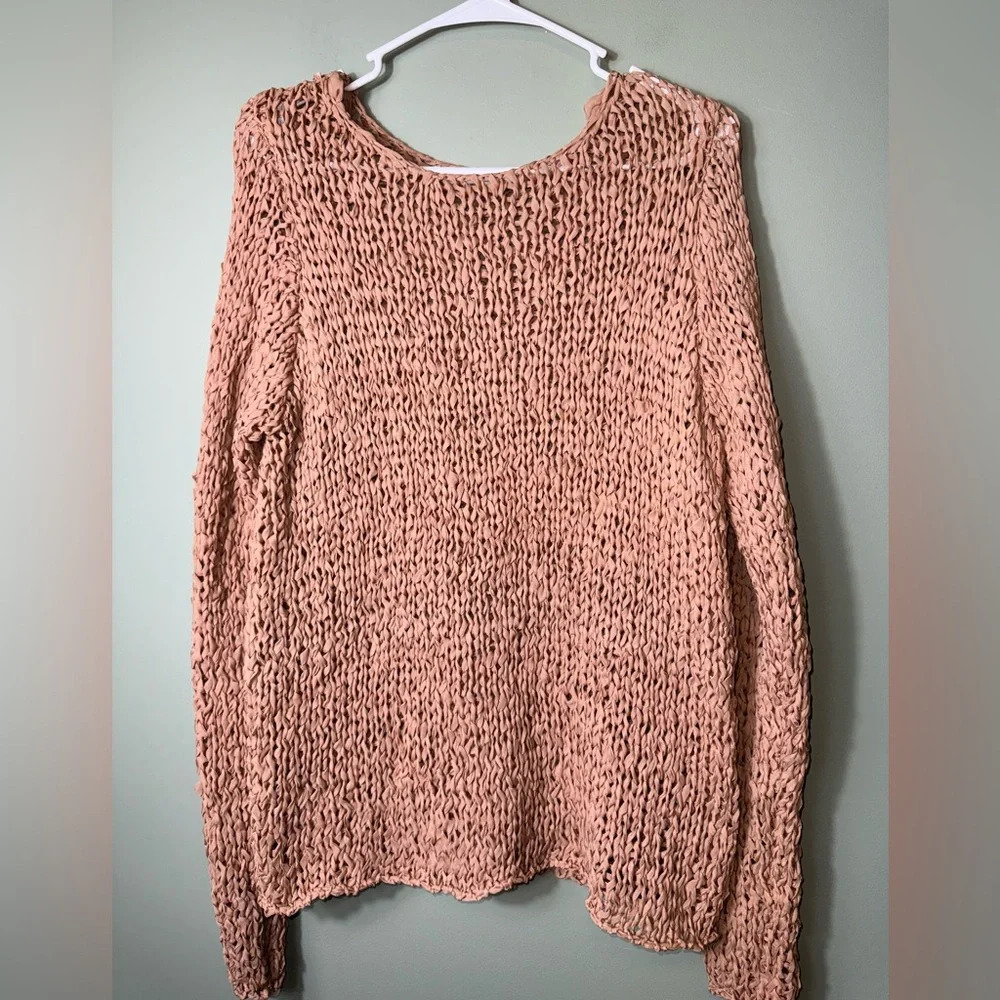 Zara Women’s Oversized Open Stitch Sweater‎ Size XS-S Tan Long Sleeve